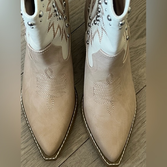 Dolce Vita Aledo Sand Multi Suede Studded Mid-Calf Western Boots - Picture 9 of 13